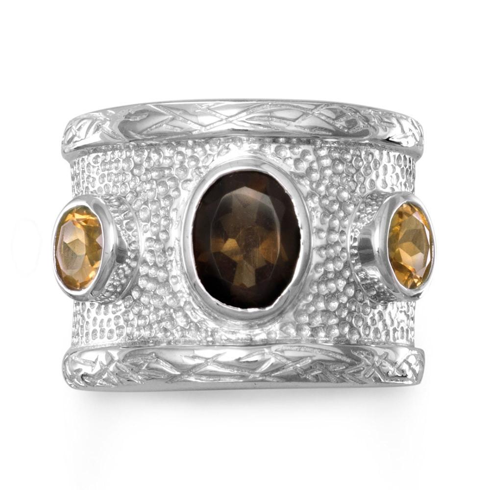 Citrine Oval Sterling Silver Wide Band Ring Citrine Oval Sterling Silver Wide Band Ring