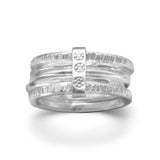 Textured Five Band Stacked Ring Set Sterling Silver