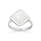 Moonstone Stackable Ring Diamond-shape Sterling Silver