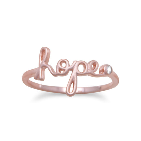 Message Ring - Hope Rose Gold-plated Sterling Silver with Cubic Zirconia Accent