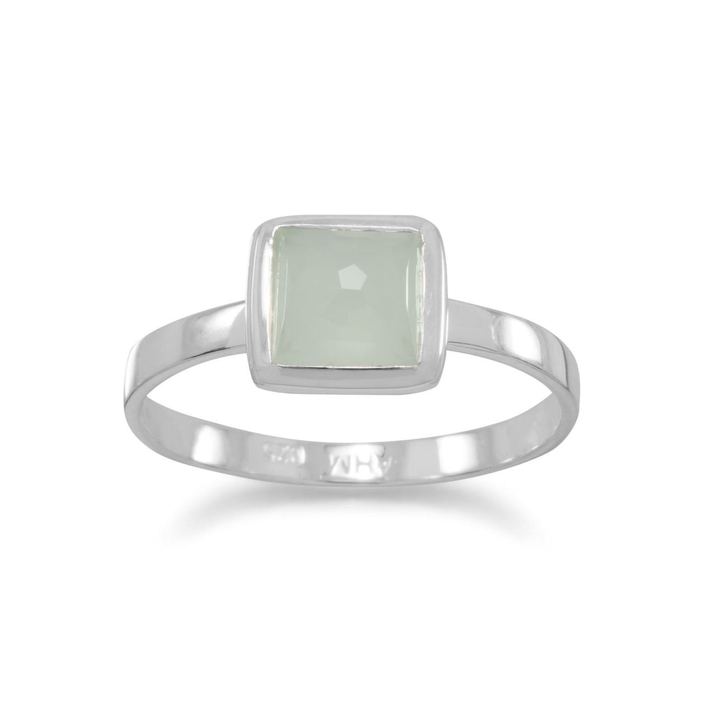 Synthetic Green Chalcedony Stackable Ring Square Sterling Silver