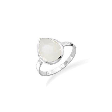 Moonstone Stackable Ring Teardrop Sterling Silver, Sizes 5 to 9