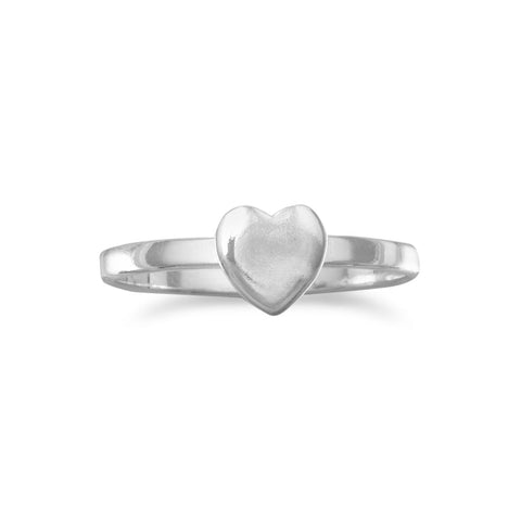 Heart Ring Polished Sterling Silver with 7mm Heart,  Sizes 3 to 9