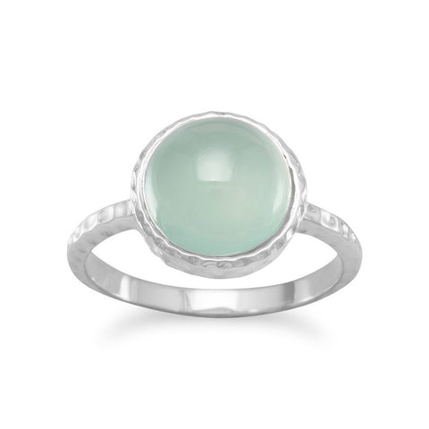 Round 10mm Sea Green Chalcedony Ring Sterling Silver