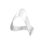 Wave Hammered Ring Sterling Silver with V Design