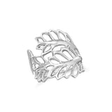 Leaf Wrap Ring Polished Sterling Silver Cut Out Design