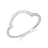 Stacking Band Ring Arch U Cubic Zirconia Rhodium-plated Sterling Silver