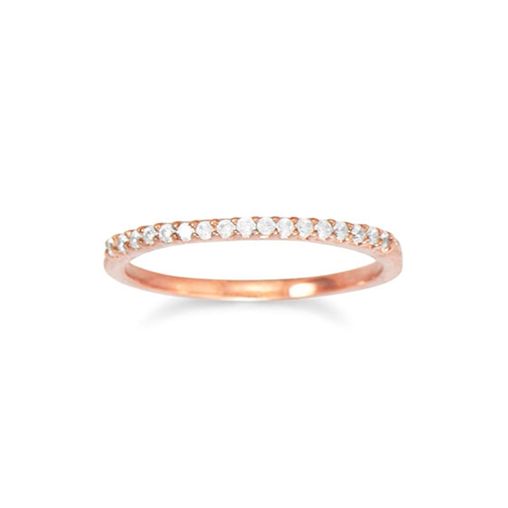 Stacking Band Ring Cubic Zirconia Rose Gold-plated Sterling Silver