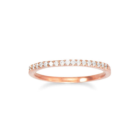 Stacking Band Ring Cubic Zirconia Rose Gold-plated Sterling Silver