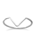 Wave V Design Ring Thin Band Sterling Silver