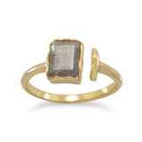 Labradorite and Bar Open Band Ring Gold-plated Sterling Silver