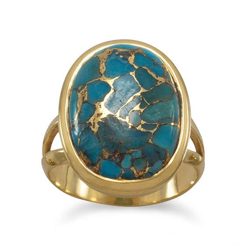 Copper-infused Turquoise Ring Gold-plated Sterling Silver