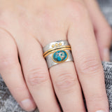 Copper-infused Turquoise Ring Two-tone Gold-plated Sterling Silver