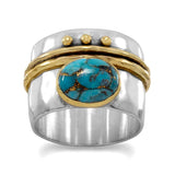 Copper-infused Turquoise Ring Two-tone Gold-plated Sterling Silver