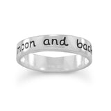 Engraved Love you to the Moon and Back Sterling Silver Band Ring