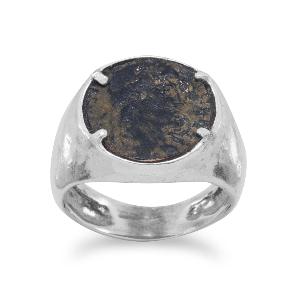 Ancient Roman Coin Mens Ring Sterling Silver