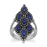 Lapis Lazuli Ring with Seven Stones Sterling Silver