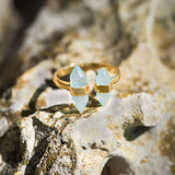 Crystal Cut Chalcedony Split Ring Gold-plated Sterling Silver