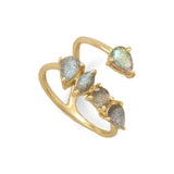 Labradorite 5-stone Ring with Wrap Design Gold-plated Sterling Silver