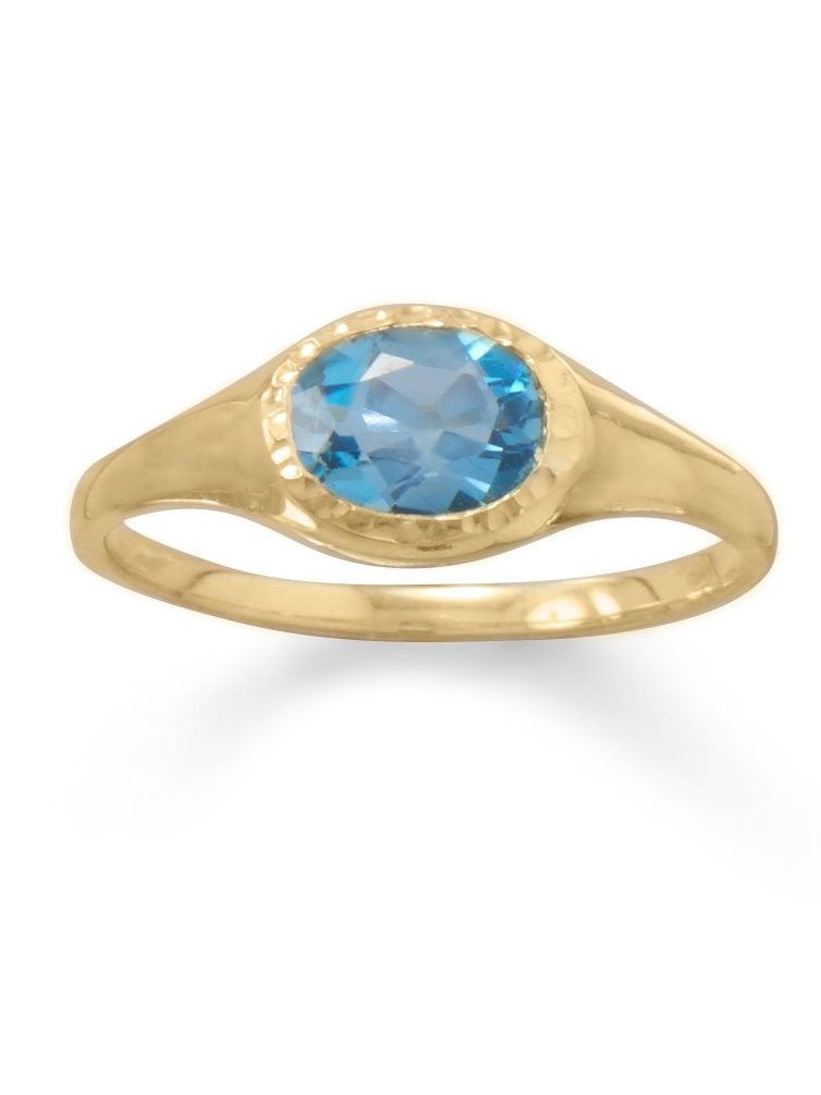 Swiss Blue Topaz Ring Gold-plated Sterling Silver