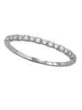 Rhodium-plated Sterling Silver Stackable Band Ring with Cubic Zirconia