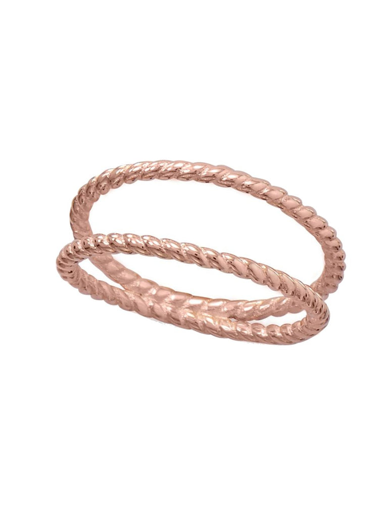 Double Rope Twist Band Rose Gold-plated Sterling Silver