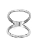 Double Band Knuckle Ring Plain Rhodium on Sterling Silver
