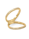 Double Band Knuckle Ring Gold-plated Sterling Silver with Cubic Zirconia