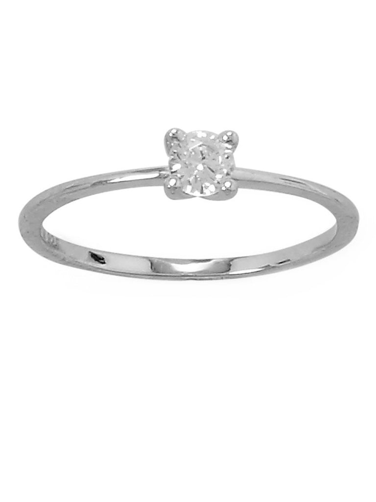 Solitaire Engagement Ring 4mm Cubic Zirconia Rhodium on Sterling Silver
