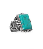 Michael Calladitto Navajo Men's Stabilized Turquoise Ring Sterling Silver