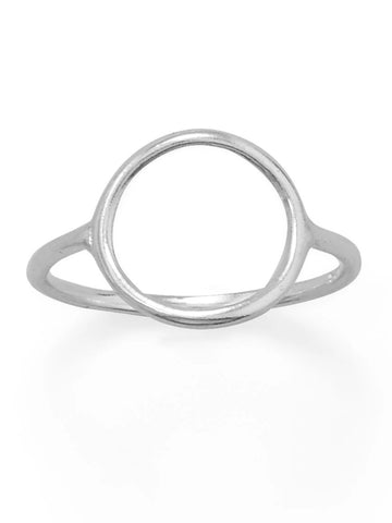 O Circle Ring Sterling Silver Polished Simple Minimalist Design