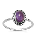 Amethyst Ring with Rope Edge Antiqued Sterling Silver