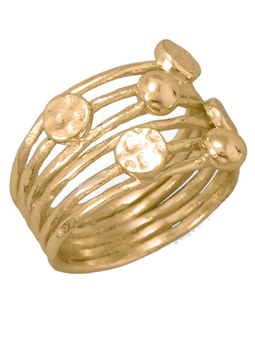Six Row Stacked Ring 14k Gold-plated Sterling Silver