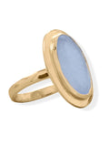 AzureBella Jewelry 14k Yellow Gold-Plated Sterling Silver Blue Chalcedony Ring