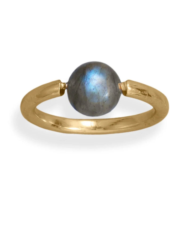 Round Labradorite Ring 14k Gold-Plate Sterling Silver