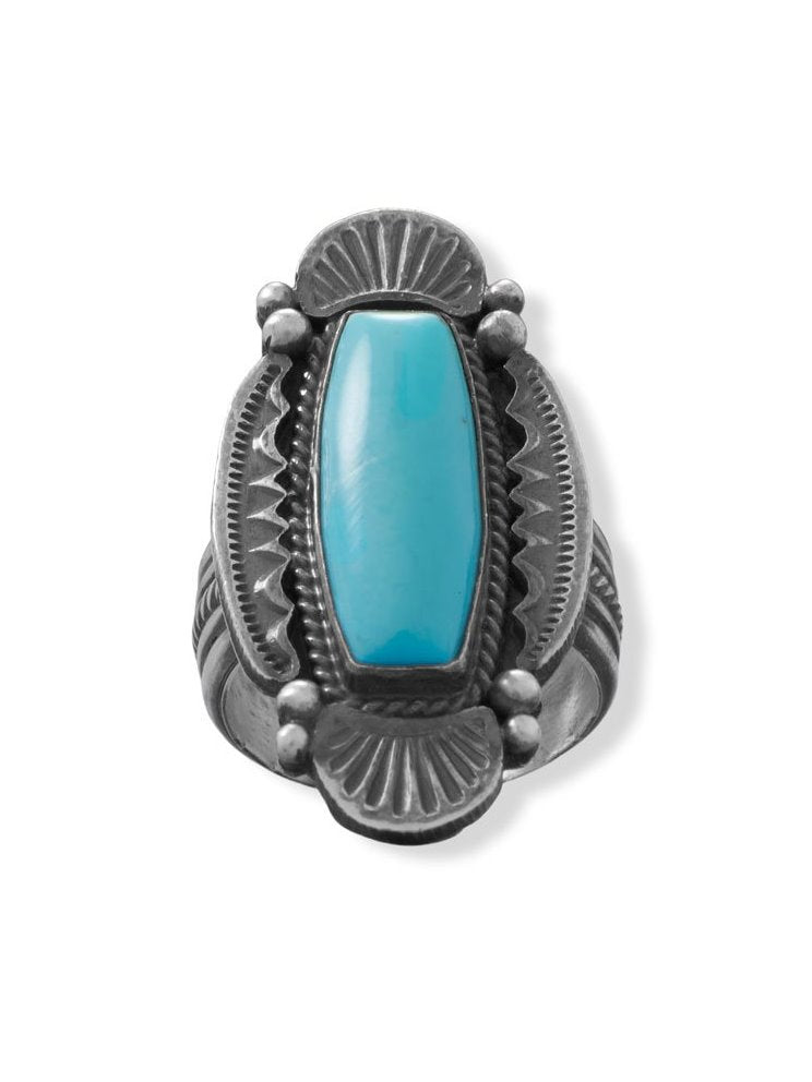 Michael Calladitto Navajo Stabilized Turquoise Ring Sterling Silver Handcrafted