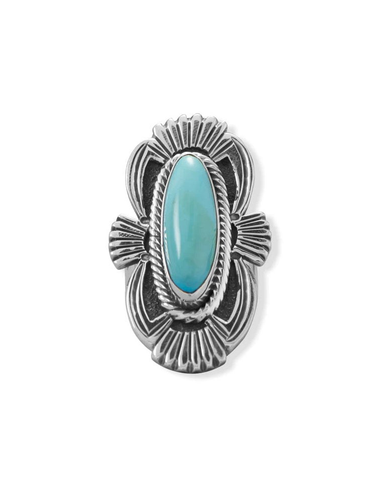 Richard Wylie Native American Campitos Turquoise Ring Sterling Silver Handcrafted