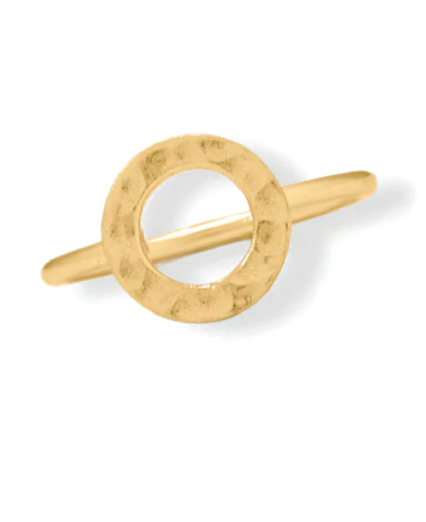 Hammered Circle Ring 14k Gold-plated Silver