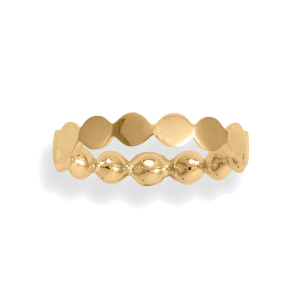 Circle Dot Stackable Band Ring 14k Gold-plated Silver