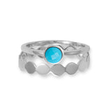 Faceted Reconstituted Turquoise Ring Stackable Sterling Silver