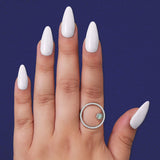 Circle Ring Floating Labradorite and Cubic Zirconia Rhodium on Silver