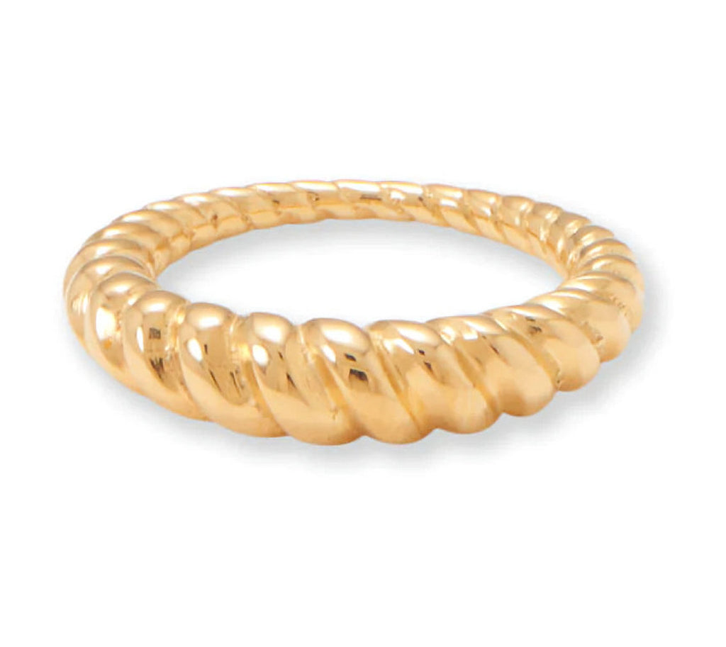 Twisted Cable Ring 14k Gold-plated Silver