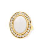 White Agate and Cubic Zirconia Halo Ring 14k Yellow Gold-plated Silver