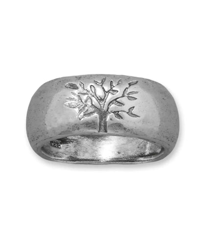 Tree of Life Band Ring Sterling Silver with Oxidized Finish