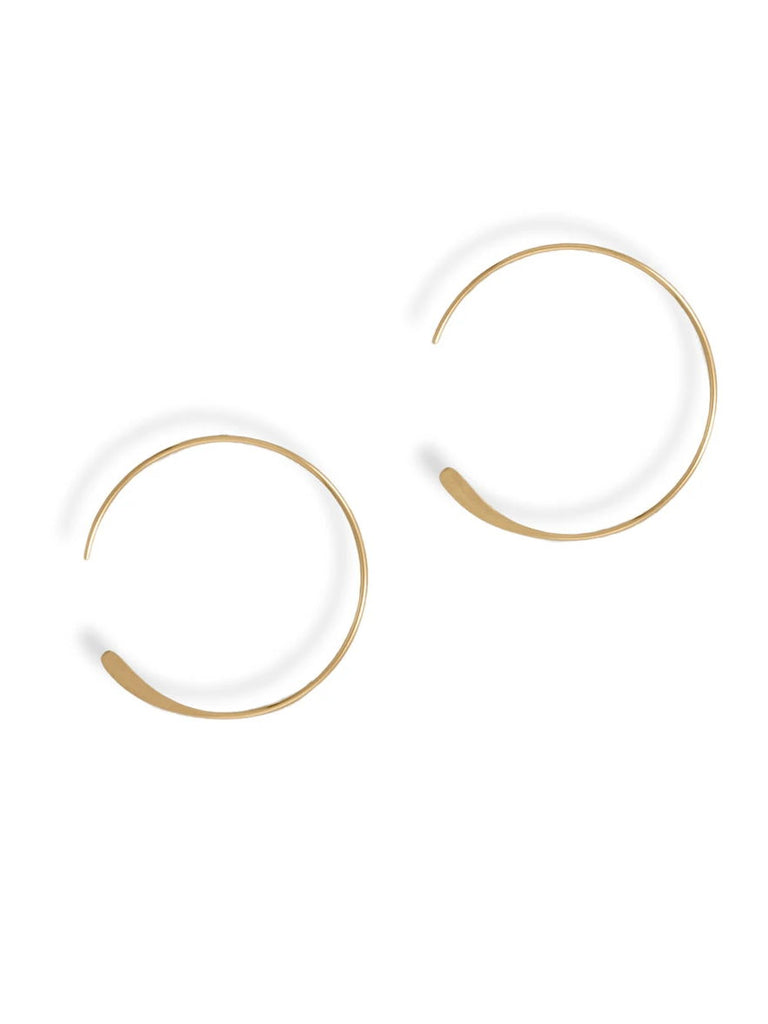 14k Gold-filled Threader Hoop Earrings with Flattened End 25mm