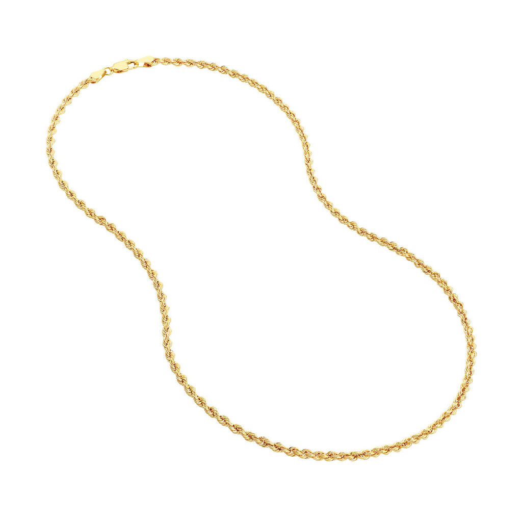 14k Yellow Gold Light Rope Chain 2.9mm, 18-inch