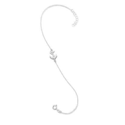 Anchor Ankle Bracelet Anklet Chain Sterling Silver Adjustable Length, 11