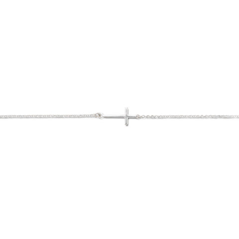 Cross Ankle Bracelet Anklet Chain Sterling Silver Adjustable Length, 9