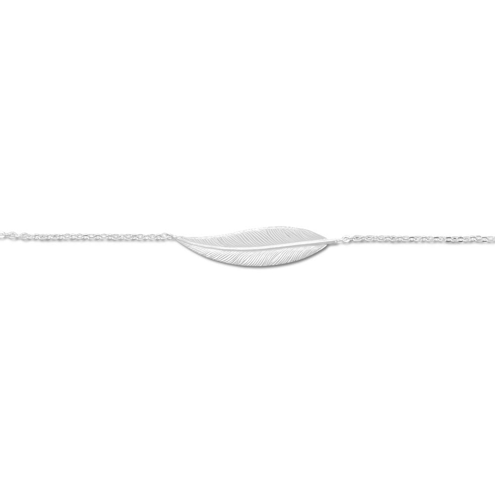 Feather Ankle Bracelet Anklet Sterling Silver Adjustable Length, 9-inch