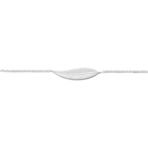 Feather Ankle Bracelet Anklet Sterling Silver Adjustable Length, 11-inch